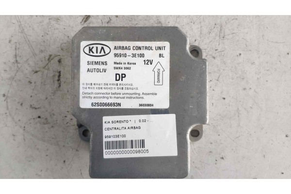 Recambio de centralita airbag para kia sorento 2.5 crdi cat referencia OEM IAM 959103E100  