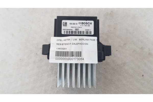 Recambio de resistencia calefaccion para opel astra j lim. berlina fase 1 referencia OEM IAM 13503201  