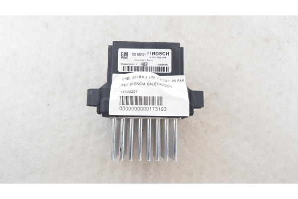 Recambio de resistencia calefaccion para opel astra j lim. 1.3 cdti 95 fap referencia OEM IAM 13503201  