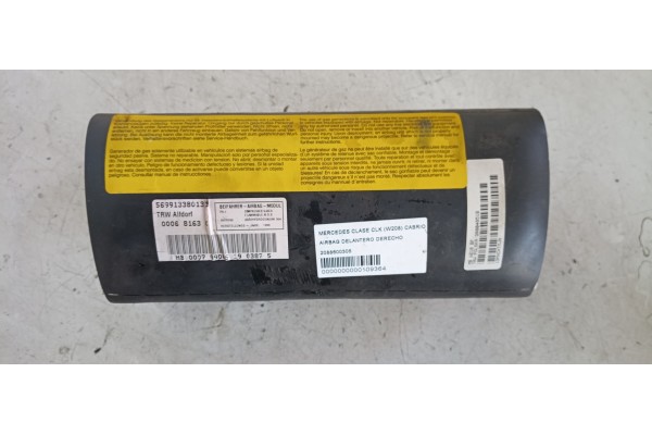 Recambio de airbag delantero derecho para mercedes-benz clase clk (w208) cabrio 320 (208.465) referencia OEM IAM 2088600305  
