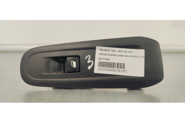 Recambio de mando elevalunas delantero derecho para peugeot 308 1.6hdi 92 fap referencia OEM IAM 96777320  