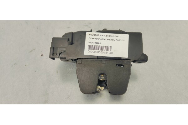Recambio de cerradura maletero / porton para peugeot 308 1.6hdi 92 fap referencia OEM IAM 9804762080  