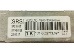 Recambio de centralita airbag para honda cr-v 1.6 dtec 120 fap referencia OEM IAM 77960T1GG940M4  