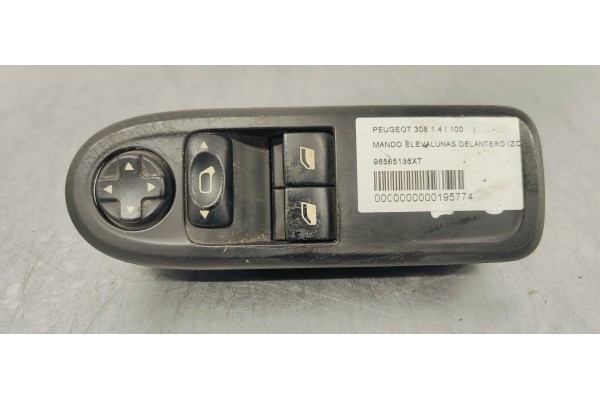 Recambio de mando elevalunas delantero izquierdo para peugeot 308 1.4 i 100 referencia OEM IAM 96565186XT  