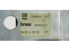 Recambio de elevalunas trasero derecho para opel insignia berlina 2.0cdti 130 fap referencia OEM IAM 20952451  