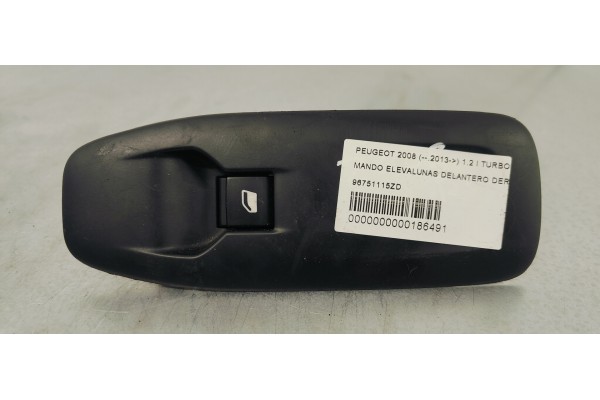 Recambio de mando elevalunas delantero derecho para peugeot 2008 (--.2013) 1.2 i turbo 130 referencia OEM IAM 96751115ZD  