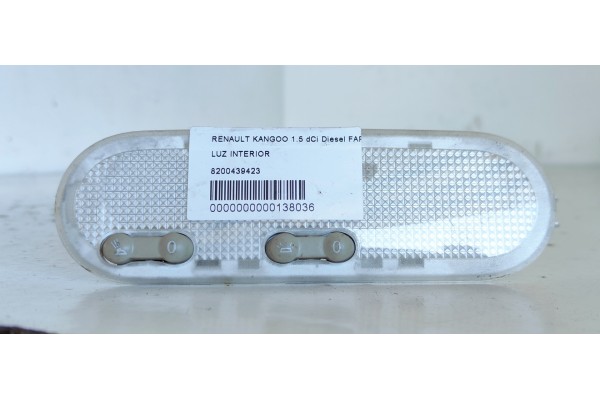 Recambio de luz interior para renault kangoo 1.5 dci diesel fap referencia OEM IAM 8200439423  
