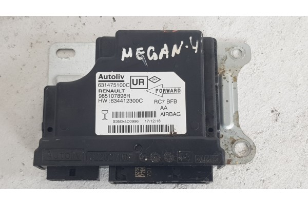 Recambio de centralita airbag para renault megane iv berlina 5p megane iv berlina fase 1 referencia OEM IAM 985107896R  