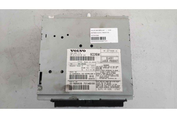 Recambio de sistema audio / radio cd para volvo s40 berlina 2.0 diesel cat referencia OEM IAM 31210418AA  